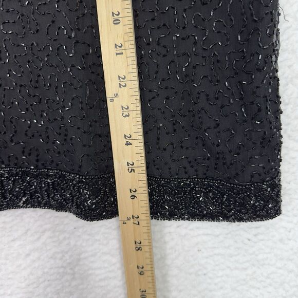 VTG Lawrence Kazer Jacket Blazer 100% Silk Black 3X Beaded Evening Cocktail Glam - Picture 14 of 14
